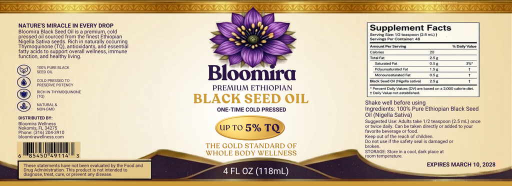 100% Premium Ethiopian Black Seed Oil 4-Pack
